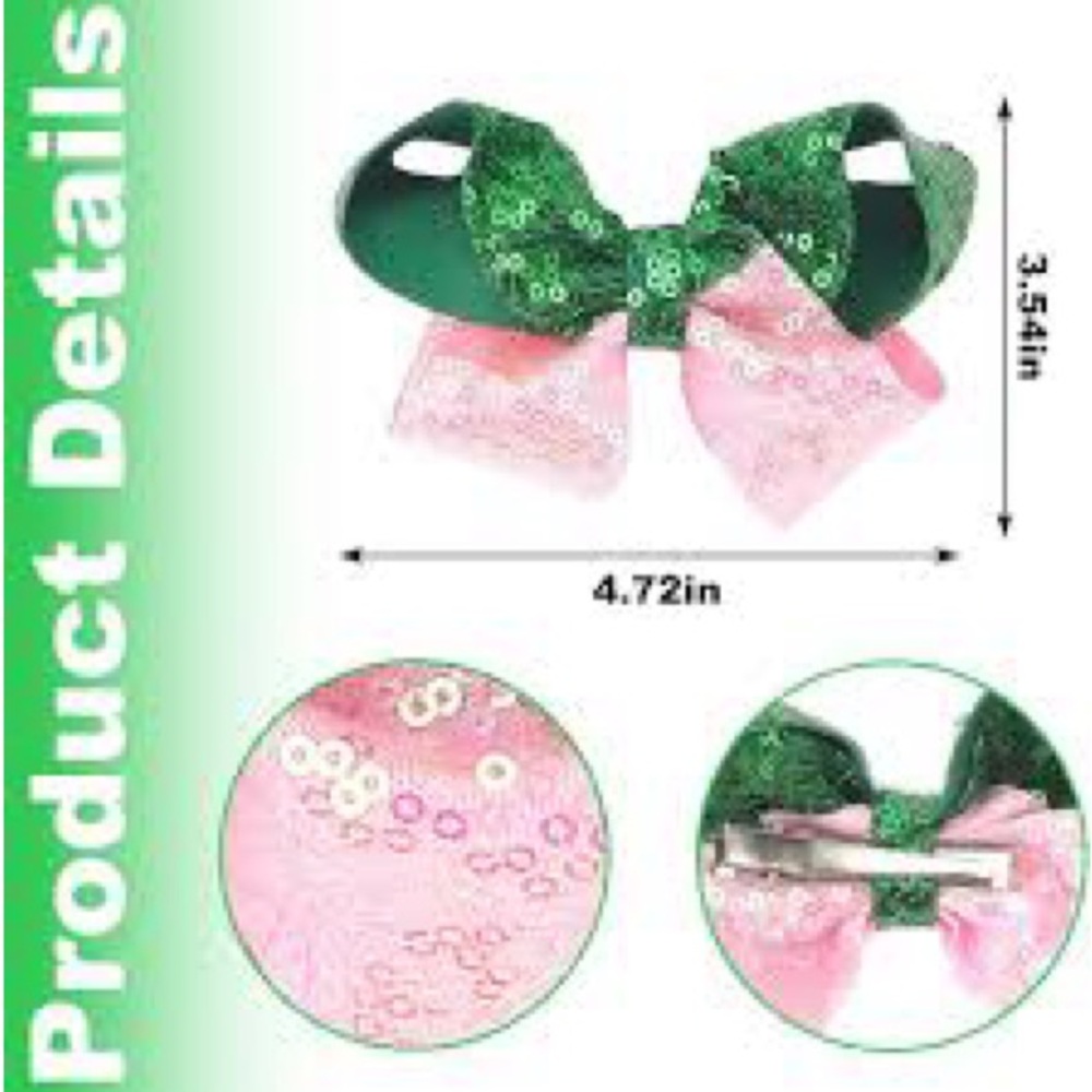 Set of 20 Wicked Green and Pink Sequin Hair Bow for Kids